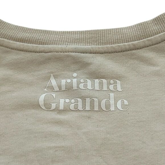 H&M Ariana Grande 7 Rings Graphic Pullover Sweatshirt Beige Tan Small Crewneck - Picture 4 of 10